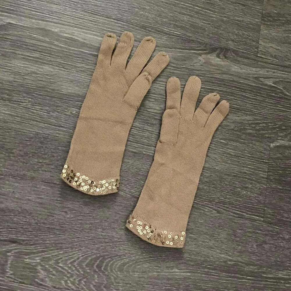 90s glamorous golden shimmery sequin gloves